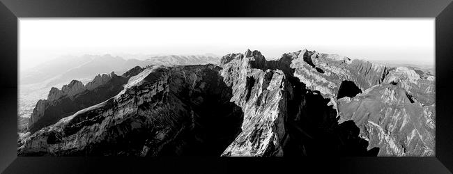 Hoher Kasten swizerland black and white mountains Framed Print by Sonny Ryse