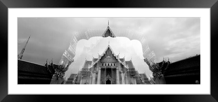 Marble Temple in Bangkok Framed Mounted Print by Sonny Ryse