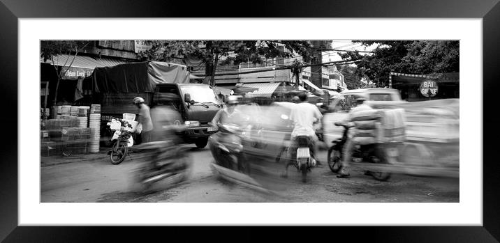 Ho Chi Minh City Street black and white Framed Mounted Print by Sonny Ryse