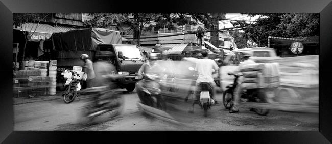 Ho Chi Minh City Street black and white Framed Print by Sonny Ryse