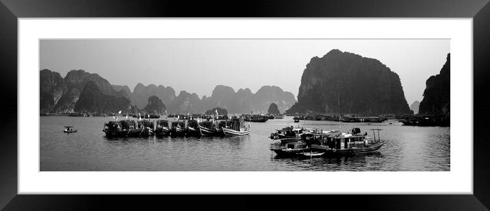 Ha Long Bay fishing boats Vietnam Framed Mounted Print by Sonny Ryse