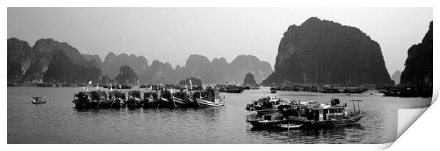 Ha Long Bay fishing boats Vietnam Print by Sonny Ryse