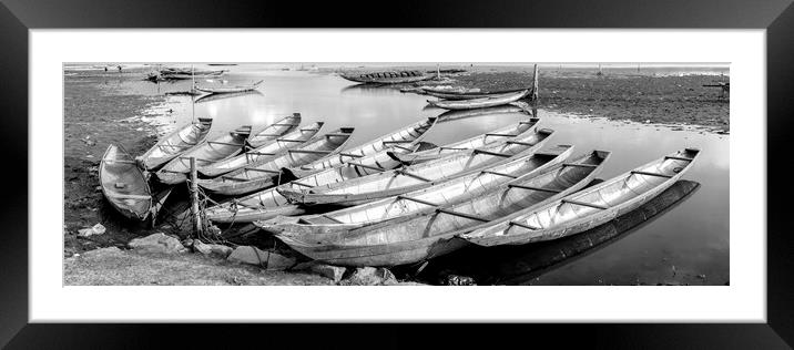 Vietnam Boats Black and white Framed Mounted Print by Sonny Ryse