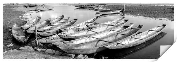 Vietnam Boats Black and white Print by Sonny Ryse