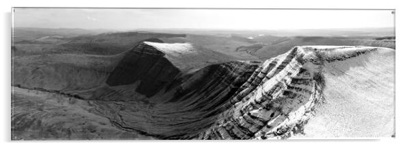 Brecon Beacons National Park Wales snow Black and white 2 Acrylic by Sonny Ryse
