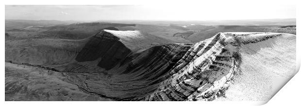 Brecon Beacons National Park Wales snow Black and white 2 Print by Sonny Ryse