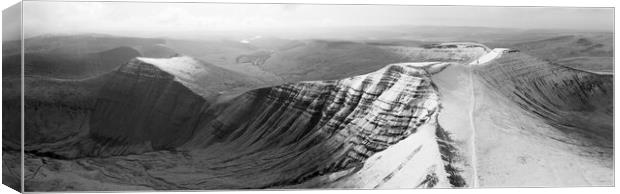 Brecon Beacons National Park Wales snow Black and white 3 Canvas Print by Sonny Ryse