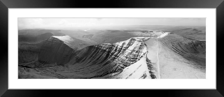 Brecon Beacons National Park Wales snow Black and white 3 Framed Mounted Print by Sonny Ryse