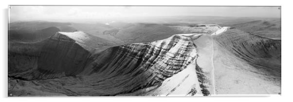 Brecon Beacons National Park Wales snow Black and white 3 Acrylic by Sonny Ryse