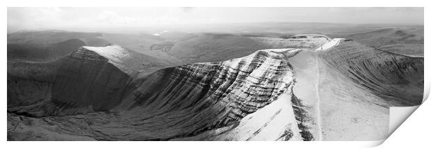 Brecon Beacons National Park Wales snow Black and white 3 Print by Sonny Ryse