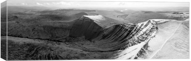 Brecon Beacons National Park Wales snow Black and white Canvas Print by Sonny Ryse