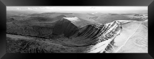 Brecon Beacons National Park Wales snow Black and white Framed Print by Sonny Ryse