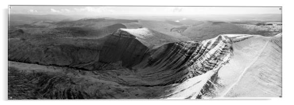 Brecon Beacons National Park Wales snow Black and white Acrylic by Sonny Ryse