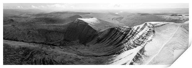 Brecon Beacons National Park Wales snow Black and white Print by Sonny Ryse