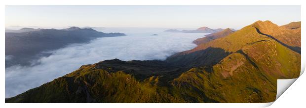 Snowdonia national park cloud inversion Print by Sonny Ryse