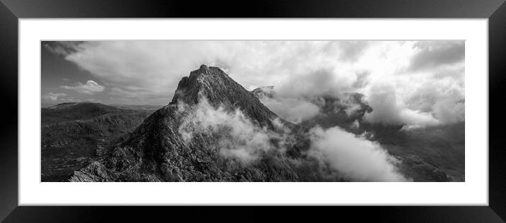 Tryfan Mountain Snowdonia national park wales black and white Framed Mounted Print by Sonny Ryse