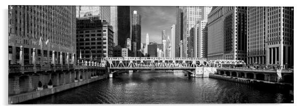 Chicago River USA Black and white Acrylic by Sonny Ryse