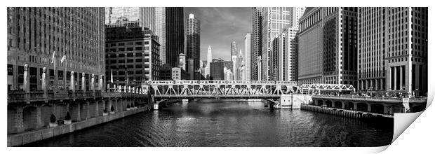 Chicago River USA Black and white Print by Sonny Ryse