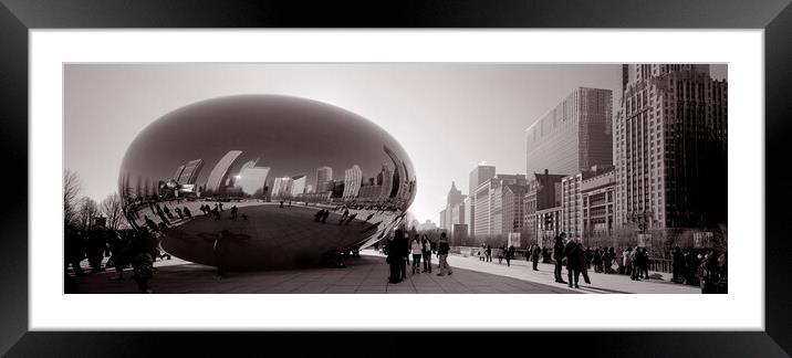Cloud Gate Chicago USA Black and White Framed Mounted Print by Sonny Ryse