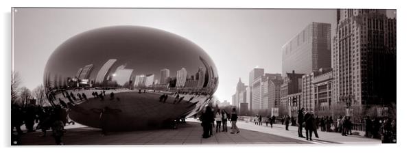 Cloud Gate Chicago USA Black and White Acrylic by Sonny Ryse