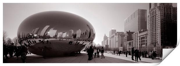 Cloud Gate Chicago USA Black and White Print by Sonny Ryse