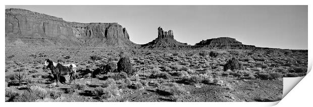 Monument Valley Horse Black and White Print by Sonny Ryse