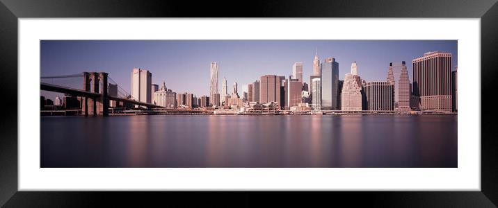 New York Cityscape and the Brooklyn Bridge USA Framed Mounted Print by Sonny Ryse