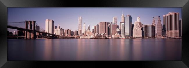 New York Cityscape and the Brooklyn Bridge USA Framed Print by Sonny Ryse