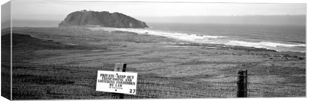 No Trespassing Big Sur California Coast Black and white Canvas Print by Sonny Ryse