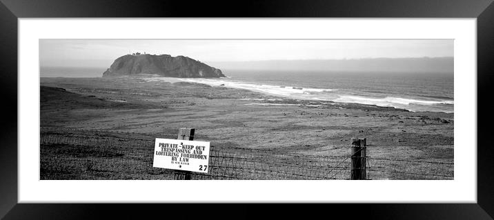 No Trespassing Big Sur California Coast Black and white Framed Mounted Print by Sonny Ryse