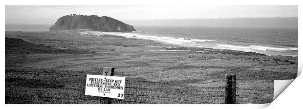 No Trespassing Big Sur California Coast Black and white Print by Sonny Ryse
