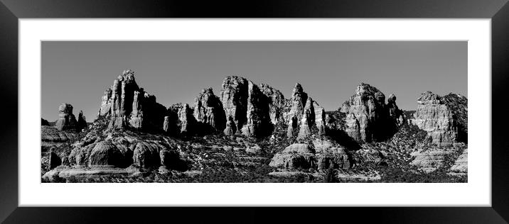 Sedona Mountains Black and white USA Framed Mounted Print by Sonny Ryse