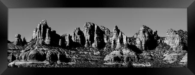 Sedona Mountains Black and white USA Framed Print by Sonny Ryse