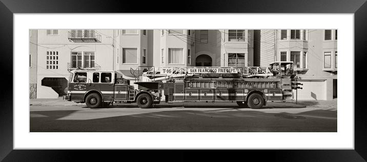 San Francisco Fire Truck USA Framed Mounted Print by Sonny Ryse