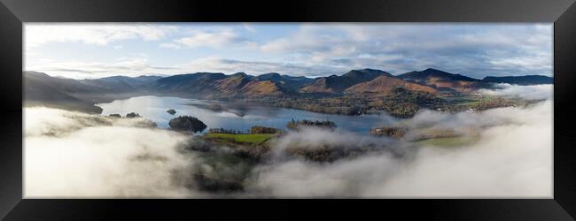 Aerial Above the Clouds of Dewentwater and Catbells in the Lake  Framed Print by Sonny Ryse