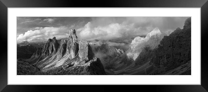 Cadini Peaks Tre Cime di Lavaredo Dolomites Italy black and whit Framed Mounted Print by Sonny Ryse