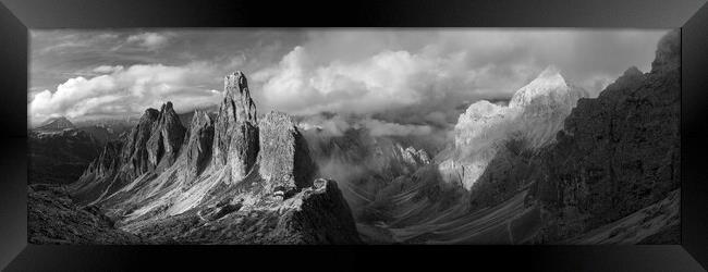 Cadini Peaks Tre Cime di Lavaredo Dolomites Italy black and whit Framed Print by Sonny Ryse