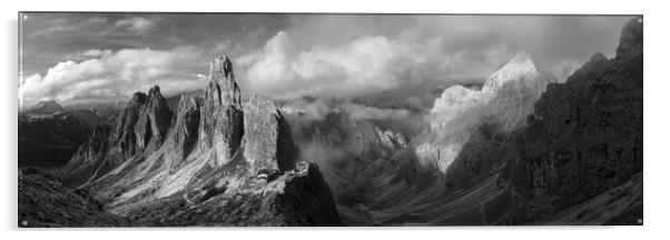 Cadini Peaks Tre Cime di Lavaredo Dolomites Italy black and whit Acrylic by Sonny Ryse