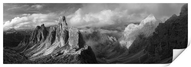 Cadini Peaks Tre Cime di Lavaredo Dolomites Italy black and whit Print by Sonny Ryse