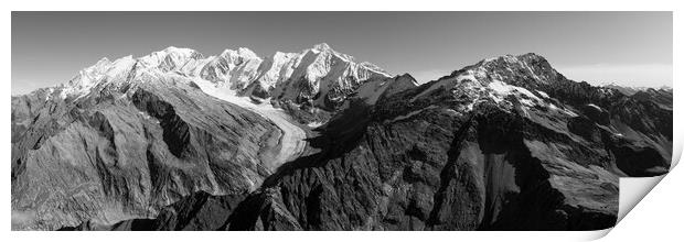 Mont Blanc Black and white france Print by Sonny Ryse