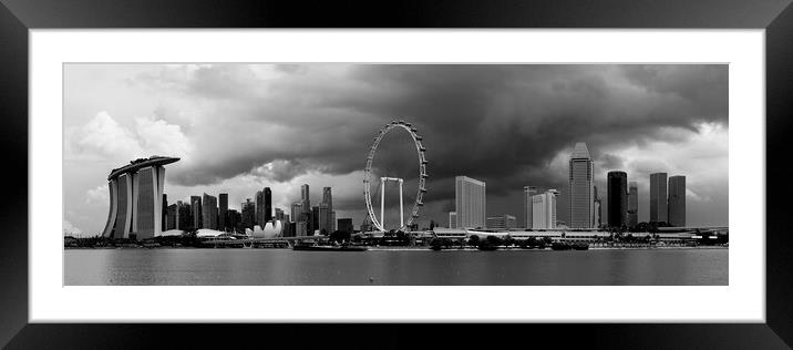 Singapore Stormy Skyline Framed Mounted Print by Sonny Ryse