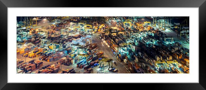 Singapore Tanjong Pagar docks at night Framed Mounted Print by Sonny Ryse