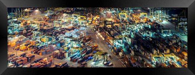 Singapore Tanjong Pagar docks at night Framed Print by Sonny Ryse