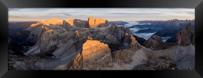 Tre Cime di Lavaredo Dolomites Italy at sunset Framed Print by Sonny Ryse