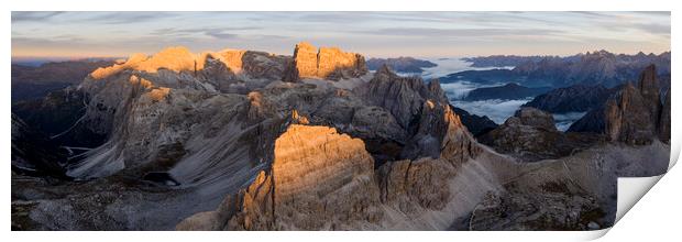 Tre Cime di Lavaredo Dolomites Italy at sunset Print by Sonny Ryse