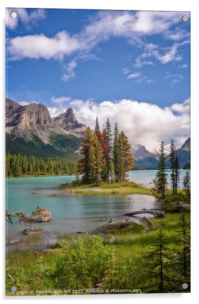 Maligne lake, Jasper National Park, Alberta Canada Acrylic by Delphimages Art