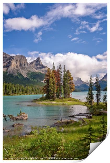 Maligne lake, Jasper National Park, Alberta Canada Print by Delphimages Art