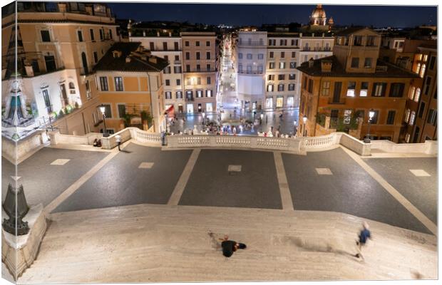 Spanish Steps In Rome By Night Canvas Print by Artur Bogacki