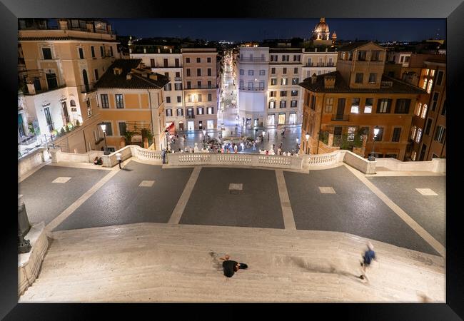 Spanish Steps In Rome By Night Framed Print by Artur Bogacki