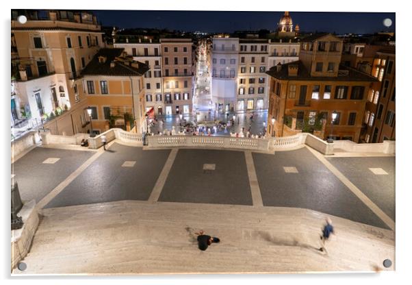 Spanish Steps In Rome By Night Acrylic by Artur Bogacki
